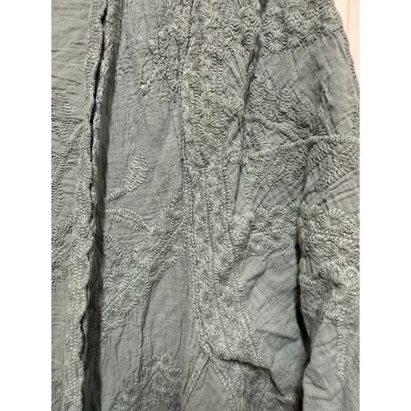 Woven Heart Sage Green Kimono Coverup textured embroidered One Size - Picture 6 of 7